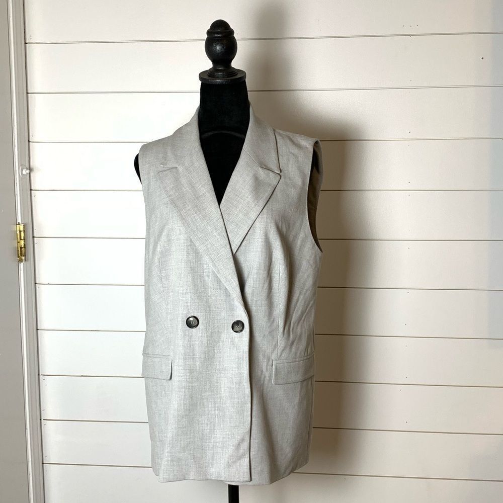 ZARA long grey vest waistcoat. Women’s size Large